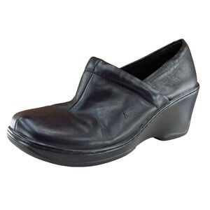 Born Concept Size 8.5 M Round Toe Black Clogs Leather‎ Women cie10